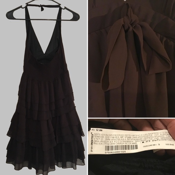 Zara Halter Fit-to-Flare Button Back Ruffle Dress - Picture 4 of 11